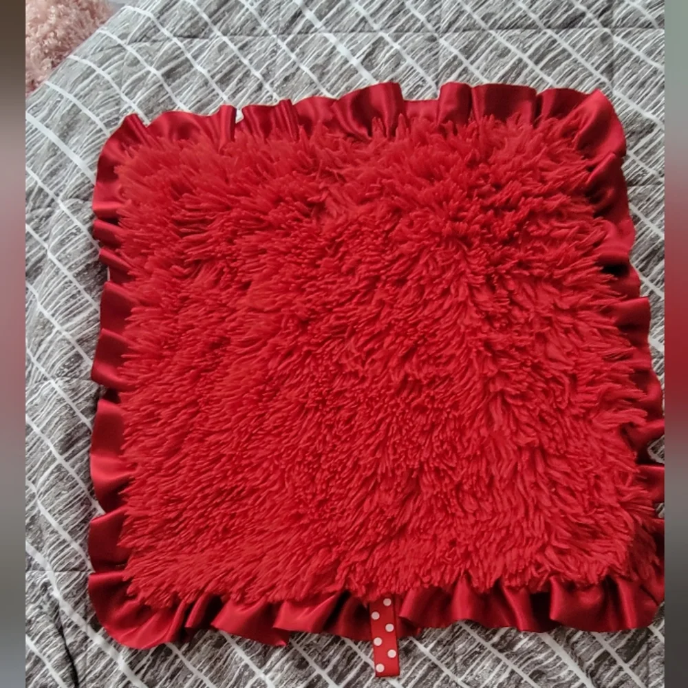 Little Yellow Chick Baby Lap Blanket Black And Red Paisley Satin Ruffle 24 X 24